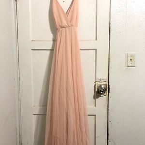 Long Blush pink dress with tulle